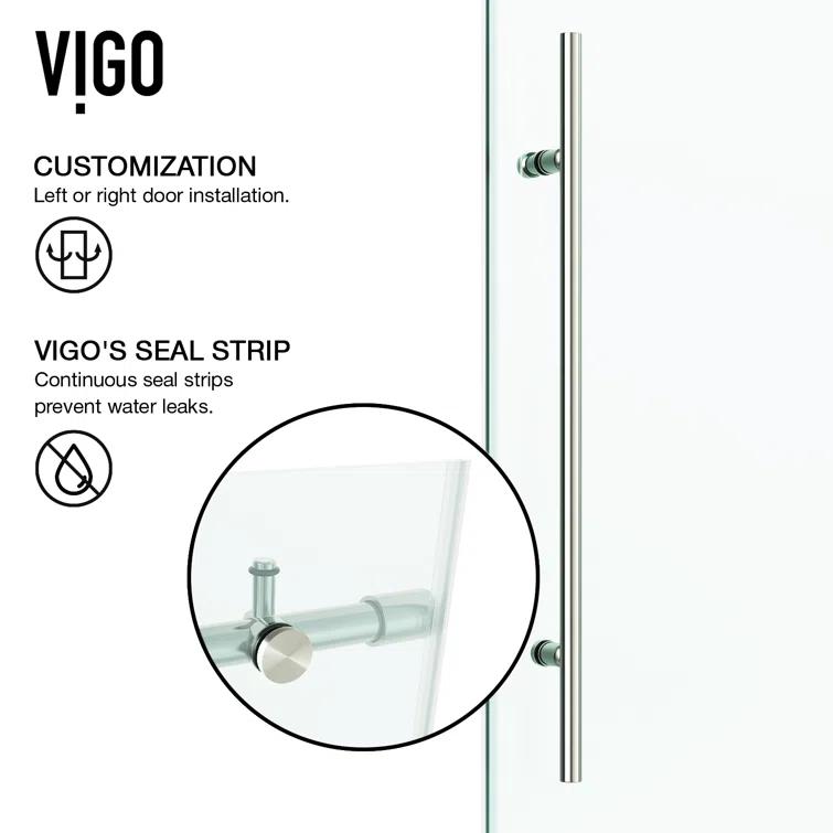 Elan E-Class 44-48" W x 76" H Sliding Frameless Shower Door with 3/8" Clear Glass