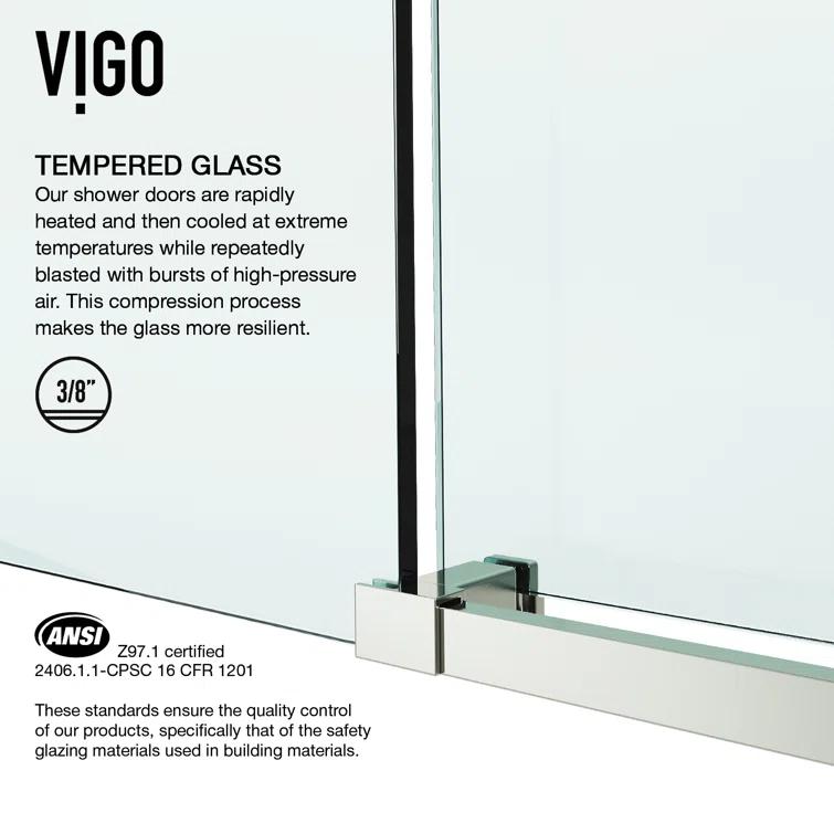 Elan E-Class 44-48" W x 76" H Sliding Frameless Shower Door with 3/8" Clear Glass