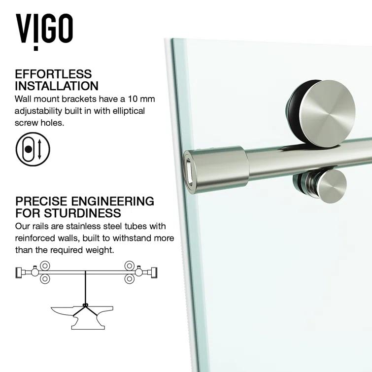 Elan E-Class 44-48" W x 76" H Sliding Frameless Shower Door with 3/8" Clear Glass