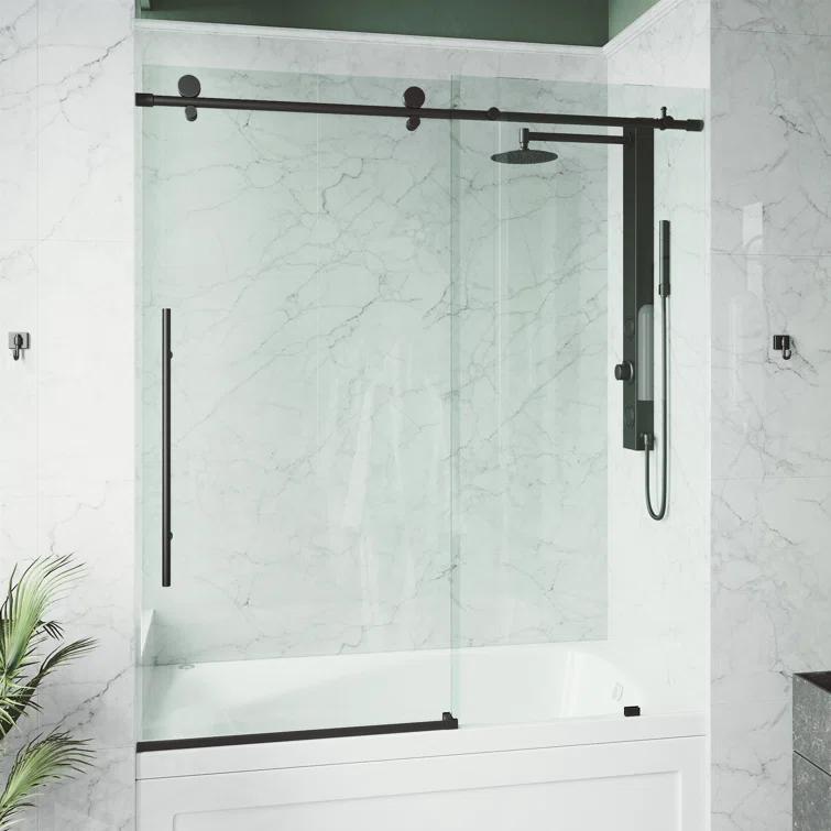 Elan E-Class 56-60" W x 66" H Sliding Frameless Tub Door with 3/8" Clear Glass
