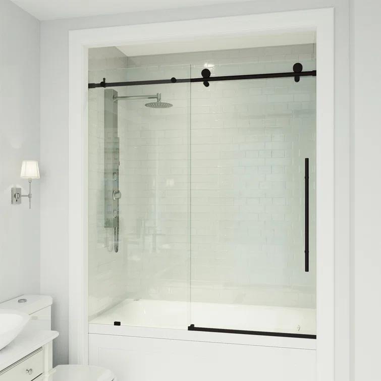 Elan E-Class 56-60" W x 66" H Sliding Frameless Tub Door with 3/8" Clear Glass