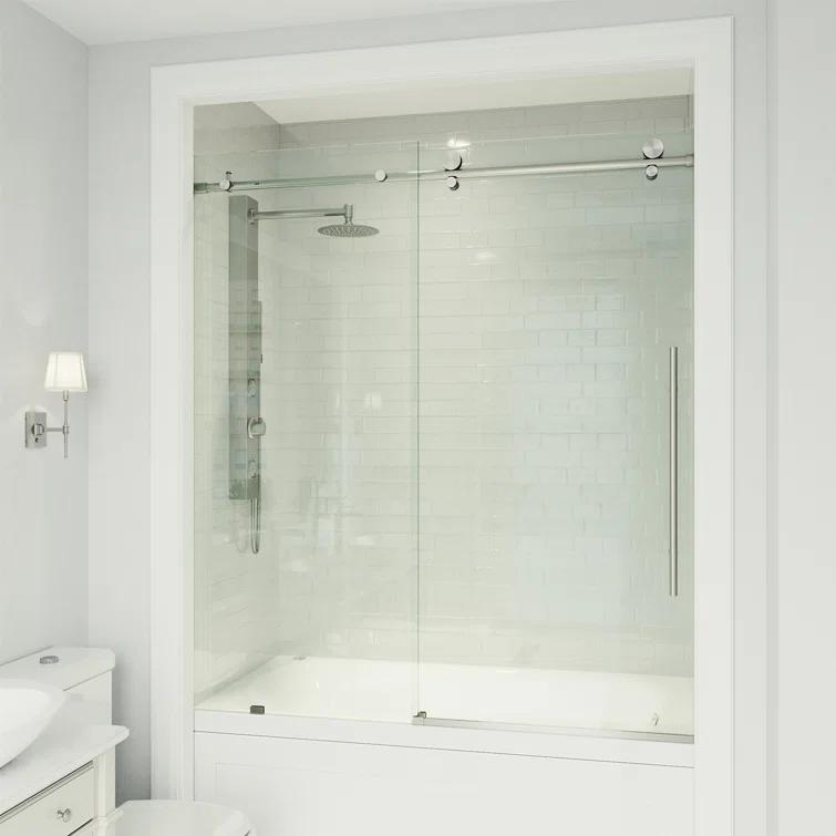 Elan E-Class 56-60" W x 66" H Sliding Frameless Tub Door with 3/8" Clear Glass
