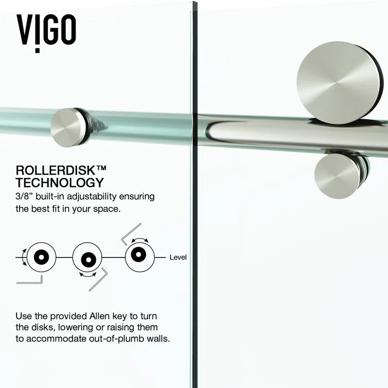 Elan E-Class 44-48" W x 76" H Sliding Frameless Shower Door with 3/8" Clear Glass