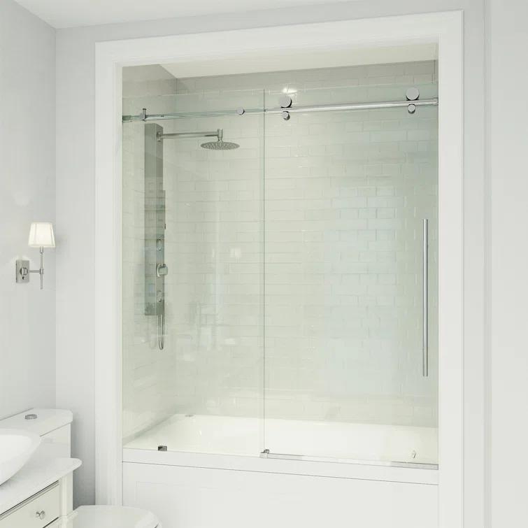 Elan E-Class 56-60" W x 66" H Sliding Frameless Tub Door with 3/8" Clear Glass