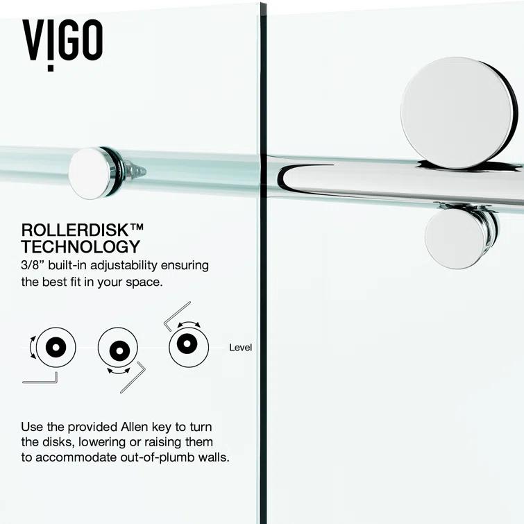 Elan E-Class 56-60" W x 66" H Sliding Frameless Tub Door with 3/8" Clear Glass