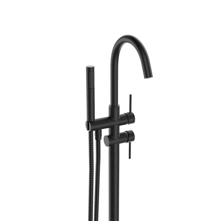 PENGFANG WORLDWIDE LLC Double Handle Floor Mounted Tub Filler With Handshower P017MBTF