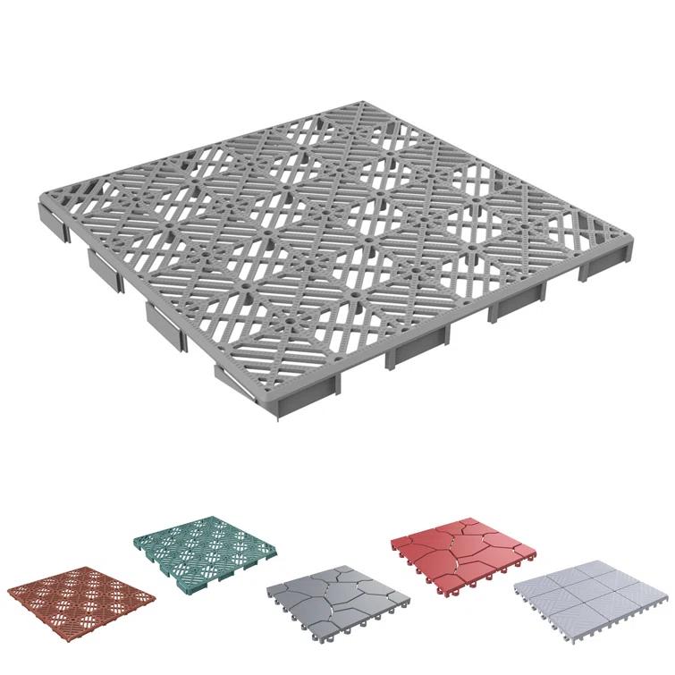 Interlocking 11.5"x11.5" Deck Tiles - Diamond Pattern Outdoor Pavers - Weather + Slip Resistant