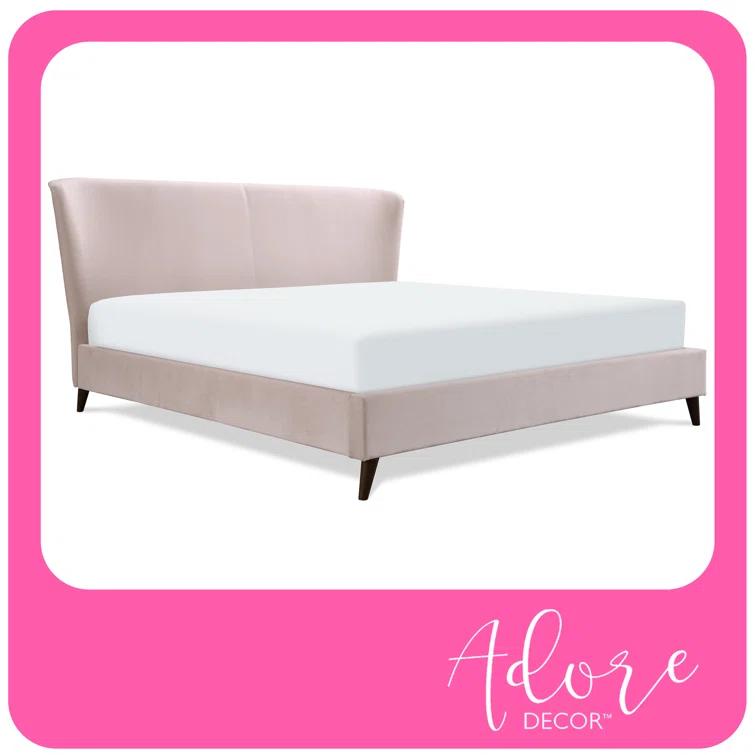 Adore Decor Adele Jupiter Wingback Upholstered Platform Bed