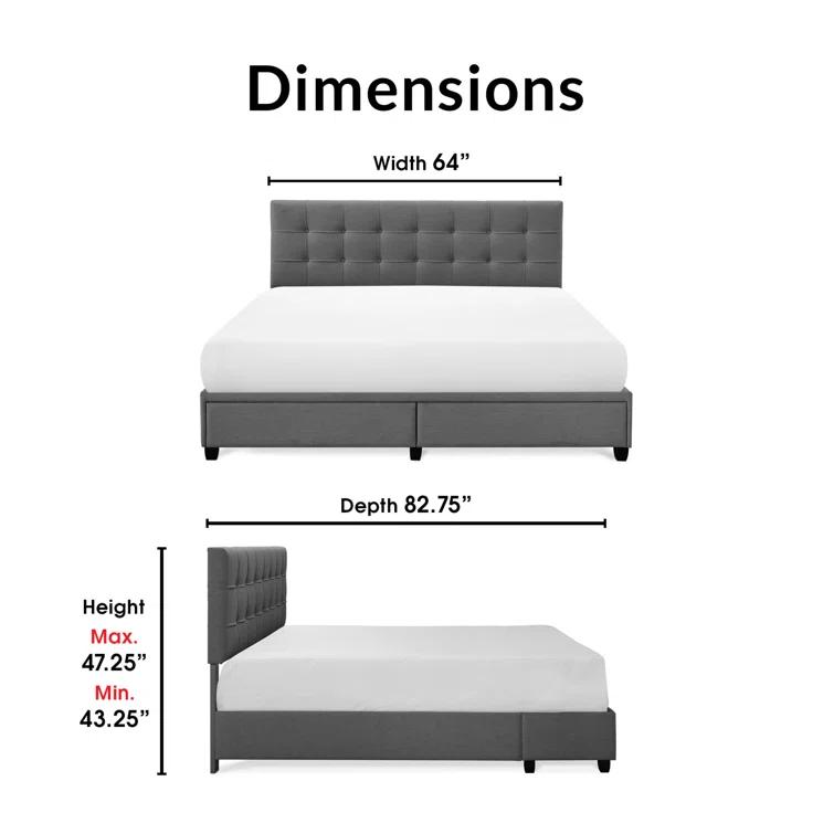 ClickDecor Langston Edmond Storage Bed with Adjustable Height Headboard