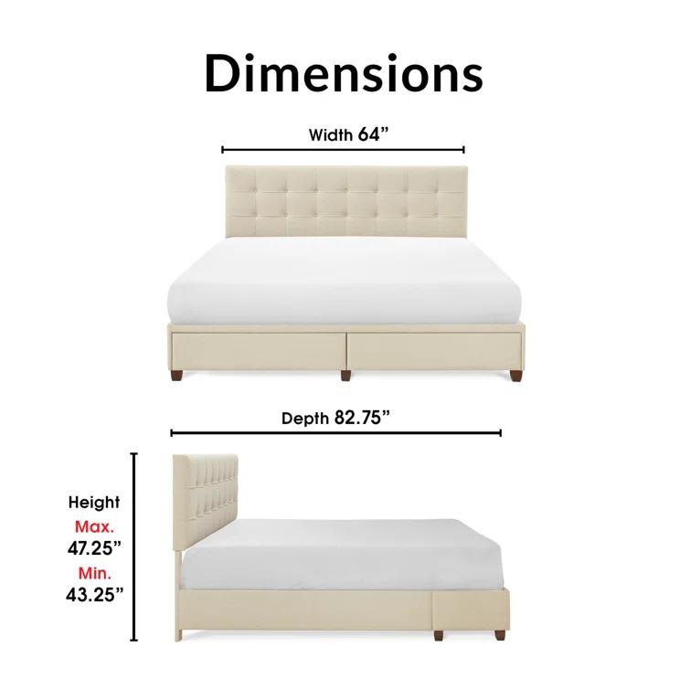 ClickDecor Langston Edmond Storage Bed with Adjustable Height Headboard
