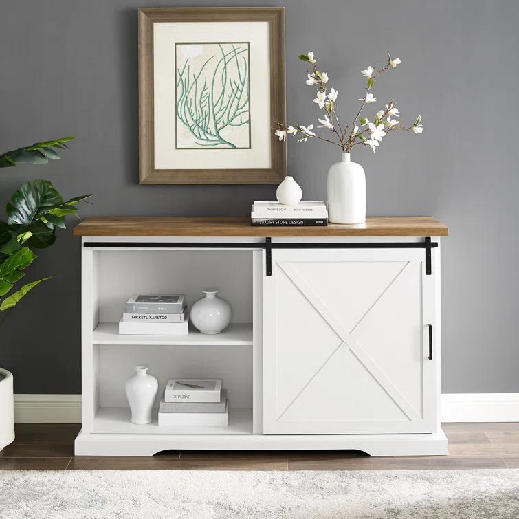 Highland Dunes Analaura 56" Wide Sliding Door Sideboard with 3 Drawers