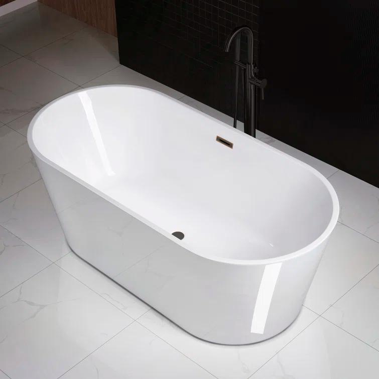 67" x 32" Freestanding Soaking Acrylic Bathtub
