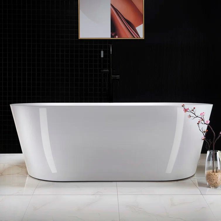 67" x 32" Freestanding Soaking Acrylic Bathtub