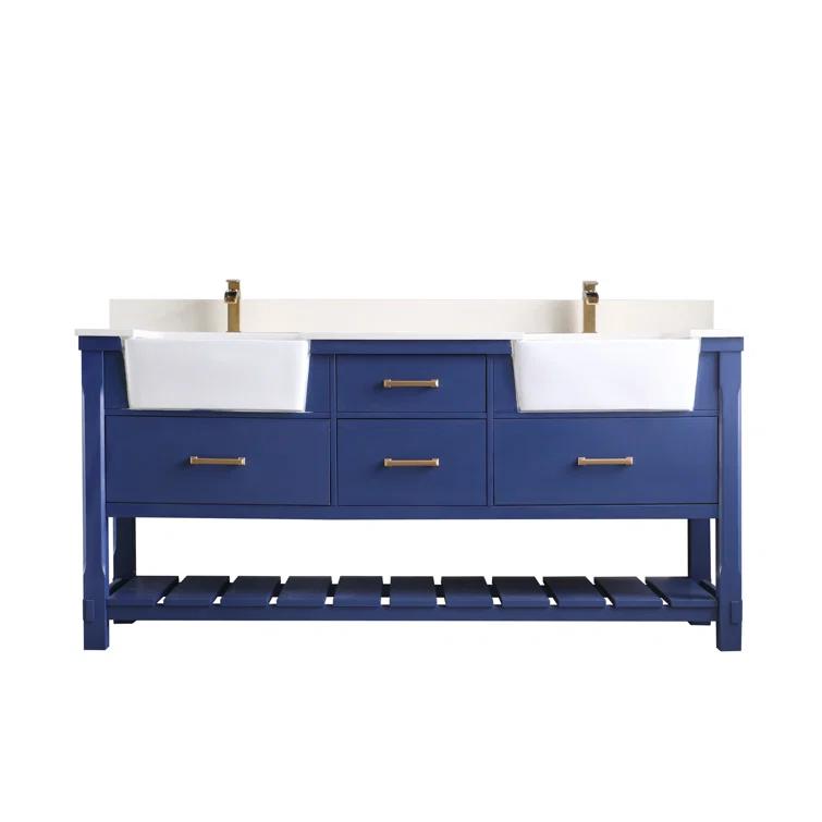 Clancy 72'' Double Bathroom Vanity with Stone Top