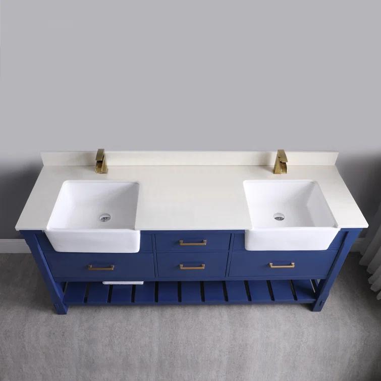 Clancy 72'' Double Bathroom Vanity with Stone Top