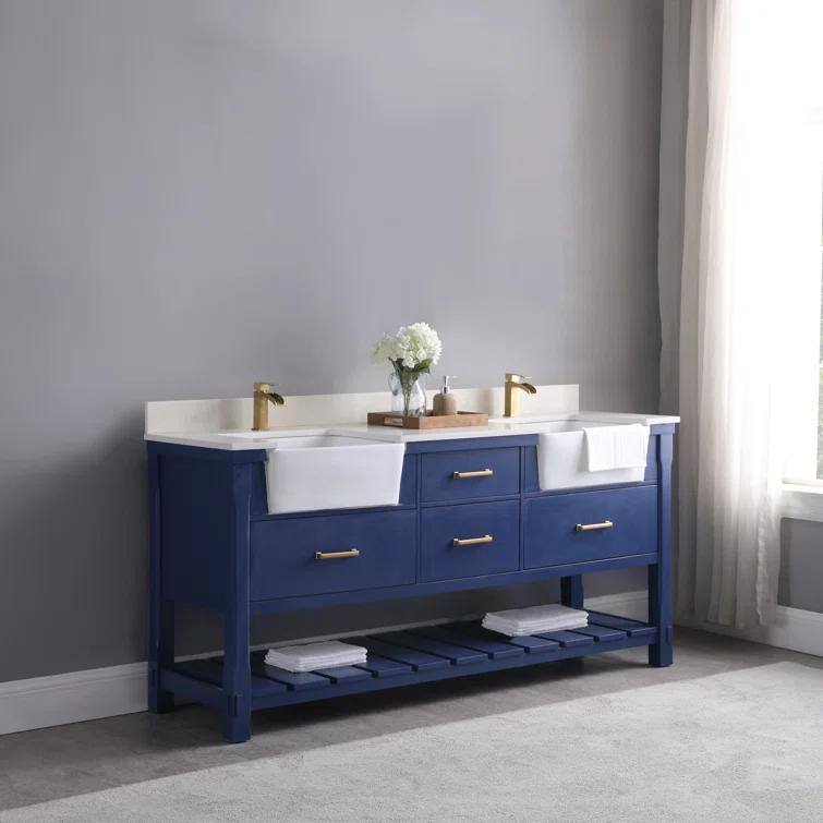 Clancy 72'' Double Bathroom Vanity with Stone Top