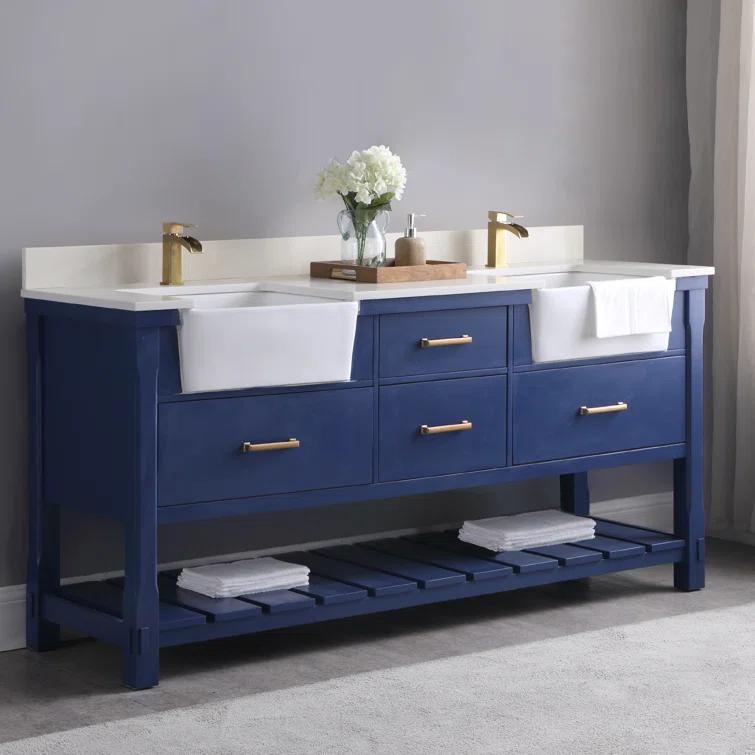 Clancy 72'' Double Bathroom Vanity with Stone Top