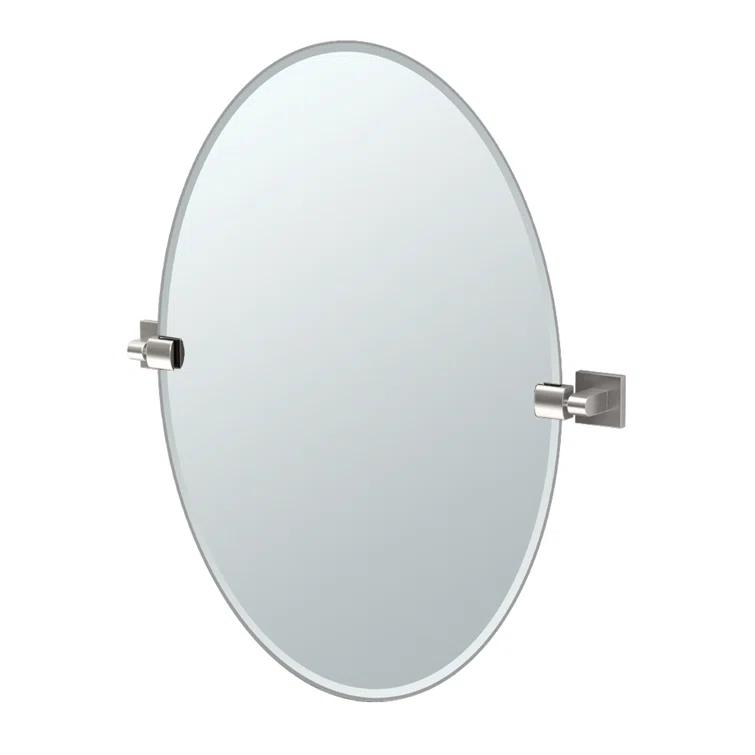 Elevate Frameless Oval Wall Mirror | Bathroom Vanity Pivoting and Beveled Mirror