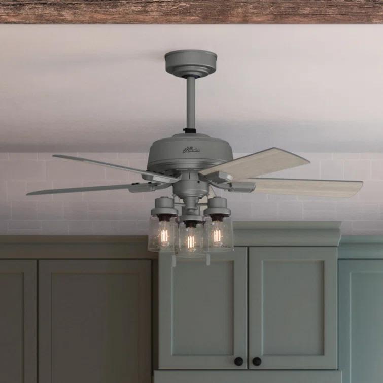 Hunter Fan 44" Hartland 5 - Blade Modern Farmhouse Indoor Ceiling Fan with Lights and Pull Chains
