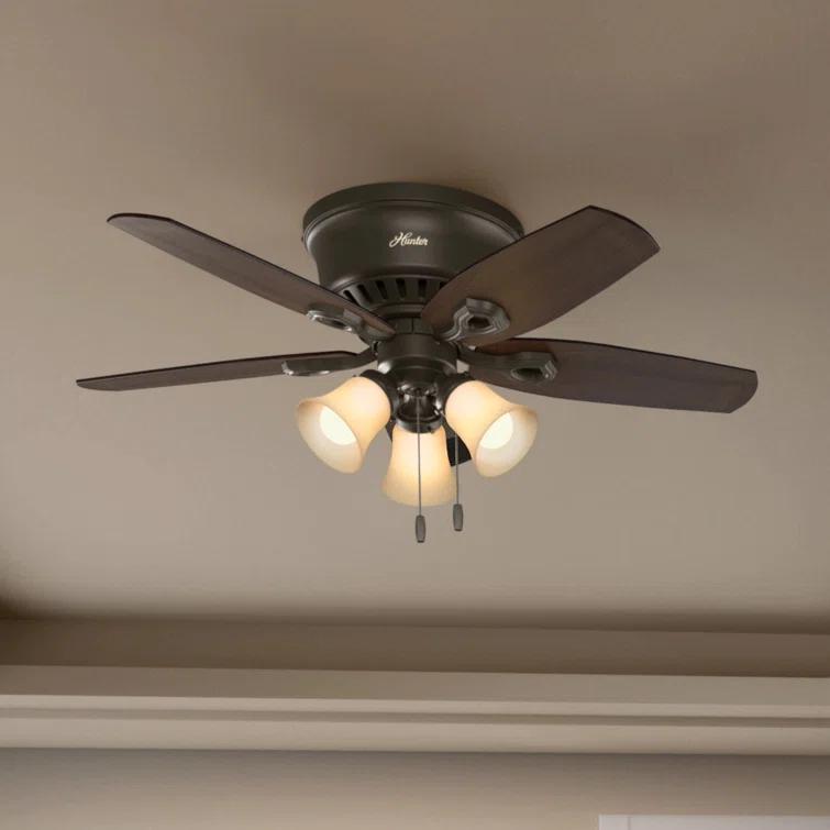 Hunter Fan 42" Builder Low Profile 5 - Blade Flush Mount Ceiling Fan with Pull Chain and Light Kit Included