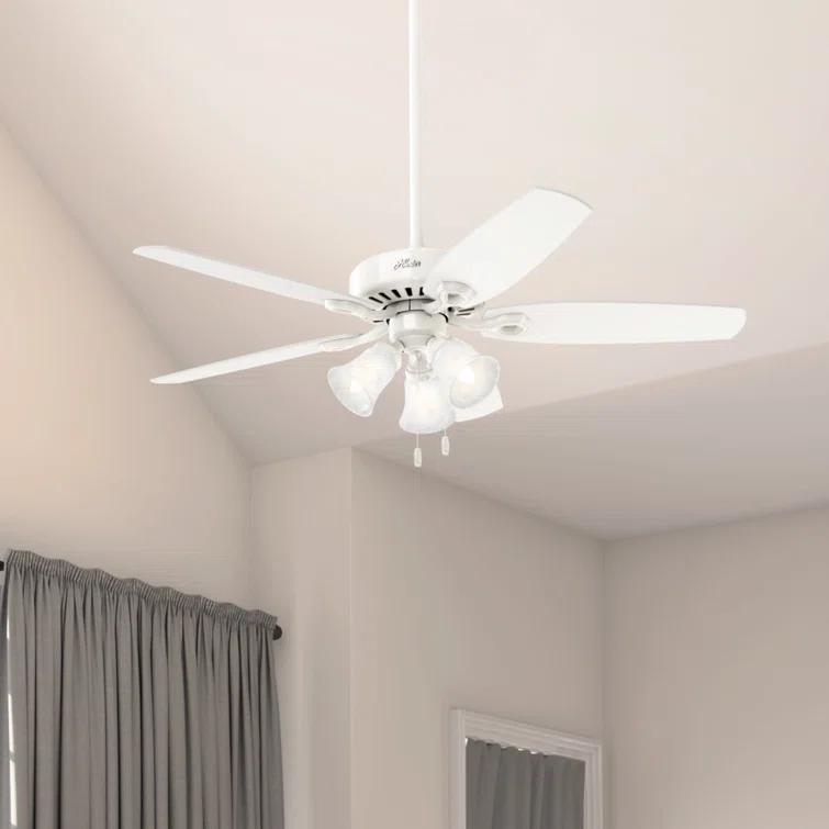 Builder Plus 52"5 - Blade Standard Ceiling Fan with Pull Chain and Light Kit Included