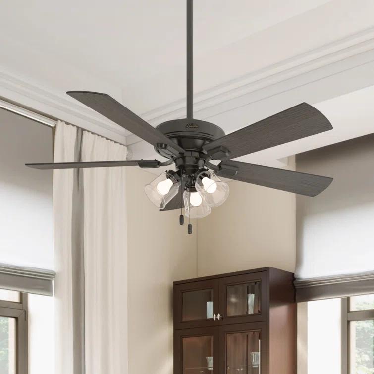 Hunter Fan 52" Crestfield 5 - Blade Modern Farmhouse Indoor Ceiling Fan with Light and Pull Chains