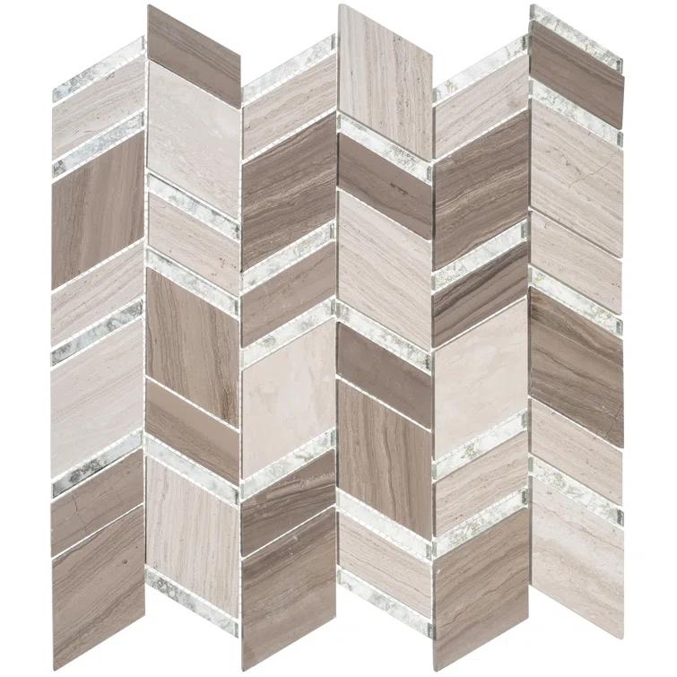Casia Polished Marble/Porcelain/ Mirrored Glass Chevron Mosaic Kitchen and Bathroom Wall Tile
