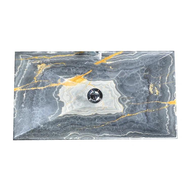 AA Warehousing 13'' Gray Stone Rectangular Bathroom Sink