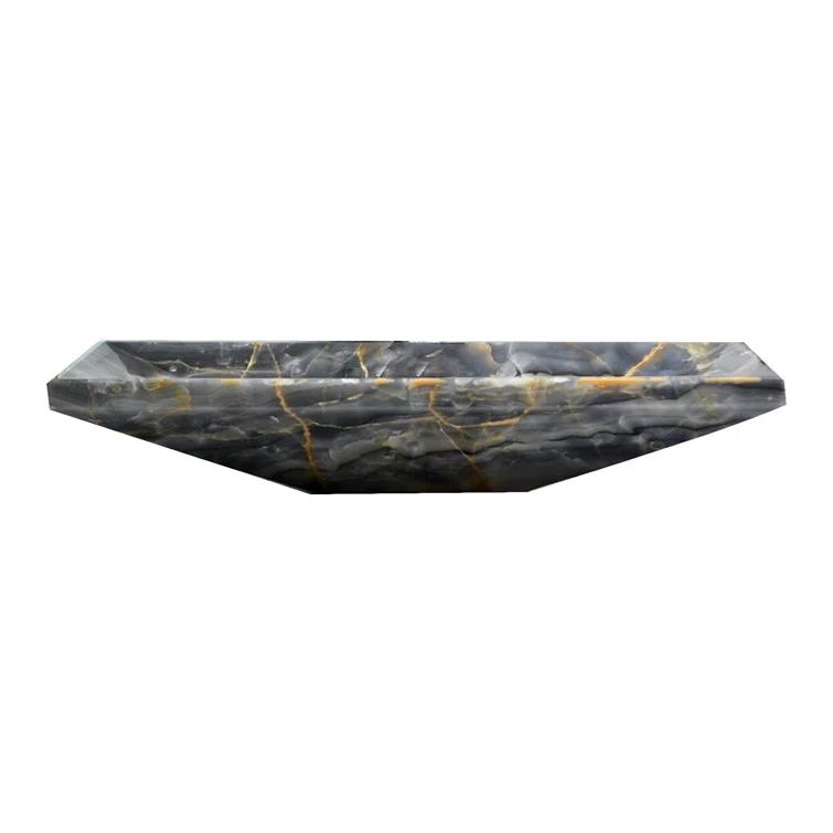 AA Warehousing 13'' Gray Stone Rectangular Bathroom Sink