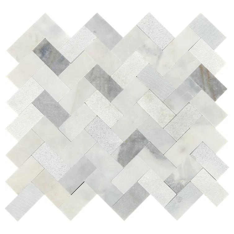 Minute Mosaix Natural Stone Herringbone Mosaic Sheet Floor &Wall Tile