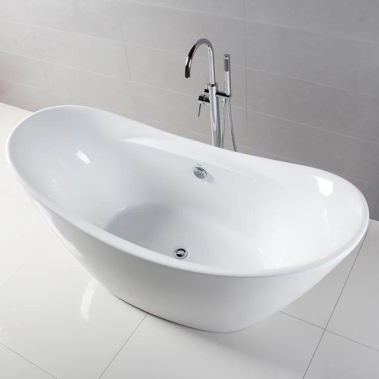 FerdY Boracay 67" Acrylic Freestanding Bathtub With Chrome Drain