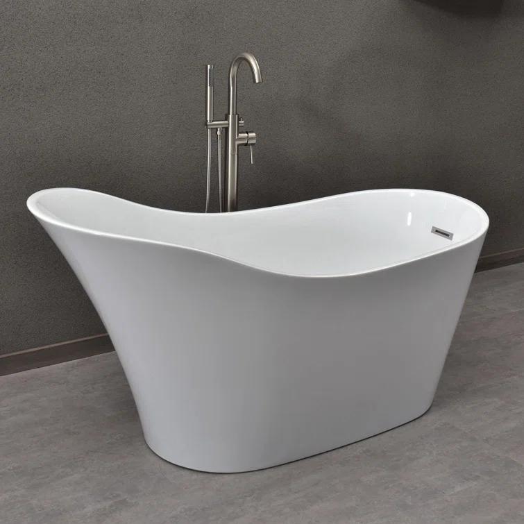 WoodBridge 59'' x 28.75'' Freestanding Soaking Acrylic Bathtub W-B0016-B