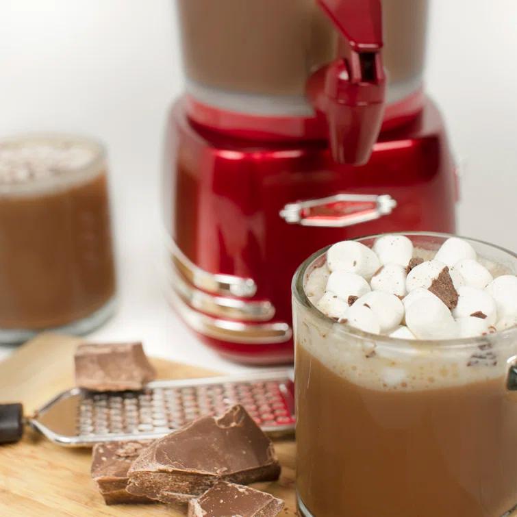 Nostalgia Retro 32-Ounce Hot Chocolate, Milk Frother, Cappuccino, Mocha, Latte Maker and Dispenser
