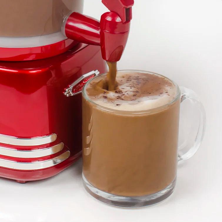 Nostalgia Retro 32-Ounce Hot Chocolate, Milk Frother, Cappuccino, Mocha, Latte Maker and Dispenser