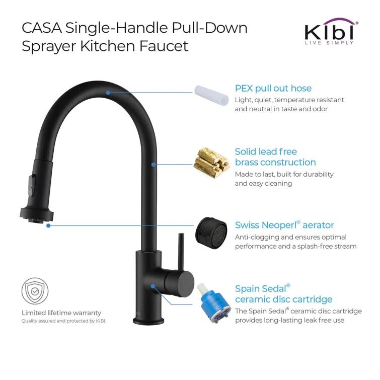 KIBI Casa Pull Down Kitchen Faucet