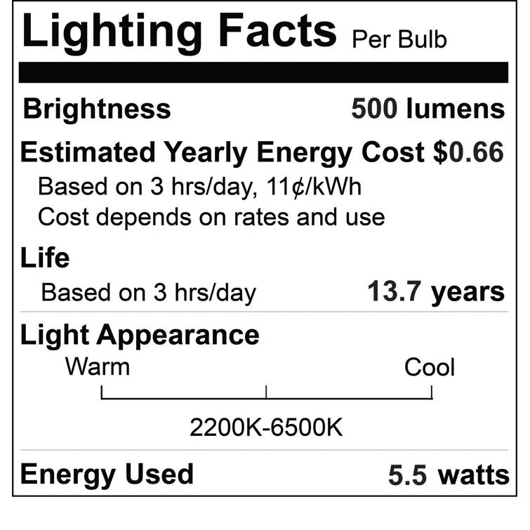 Bulbrite Solana 290111 Solana Smart WiFi Connected A19 Tunable White 40 Watt Equivalent LED Light Bulb