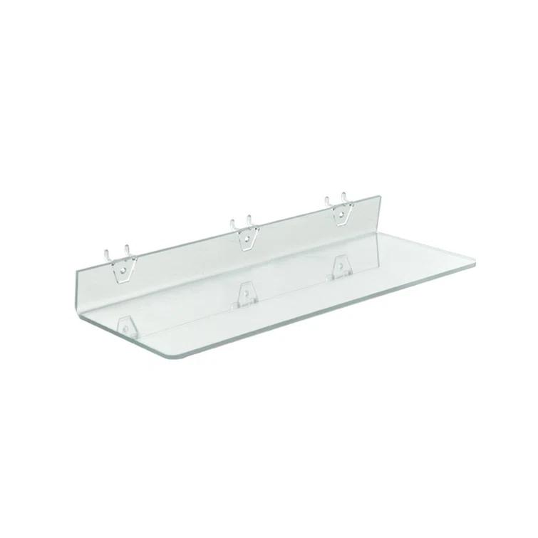 Clear Acrylic Shelf for Pegboard & Slatwall 20" x 6" x 2", 4-Pack