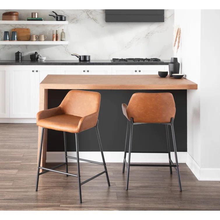 Steelside™ Greely Upholstered Counter Stool with Metal Frame (Set of 2)