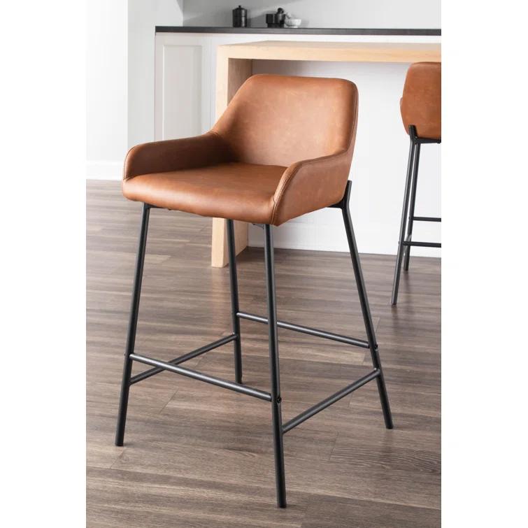 Steelside™ Greely Upholstered Counter Stool with Metal Frame (Set of 2)