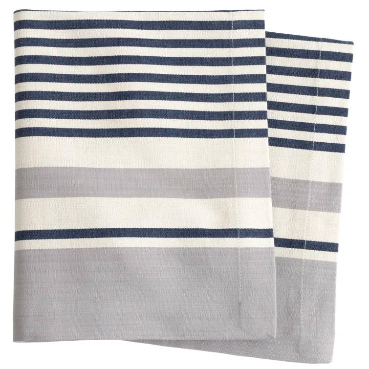 Oversized Midnight Gray and White Handwoven Cotton Napkin Set