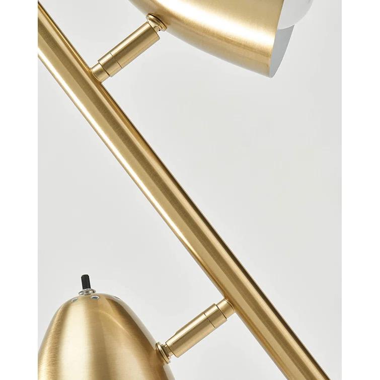 Brightech Jacob 64" Modern 3-Light Adjustable LED Floor Lamp with Gold Brass Finish and Metal Cone Shades, Bulbs Included