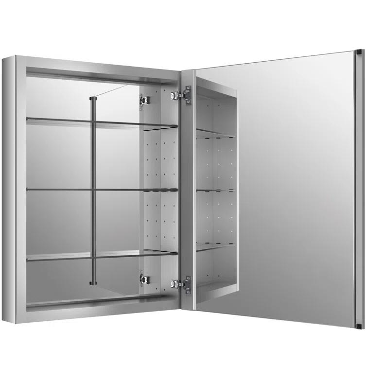 Verdera® Recessed or Surface Mount Frameless Medicine Cabinet with 3 Adjustable Shelves
