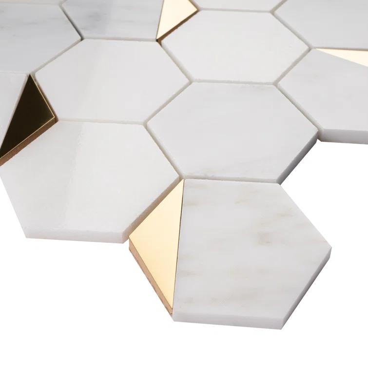 Natural Bianco 3" x 3" Marble Honeycomb Mosaic Wall Tile