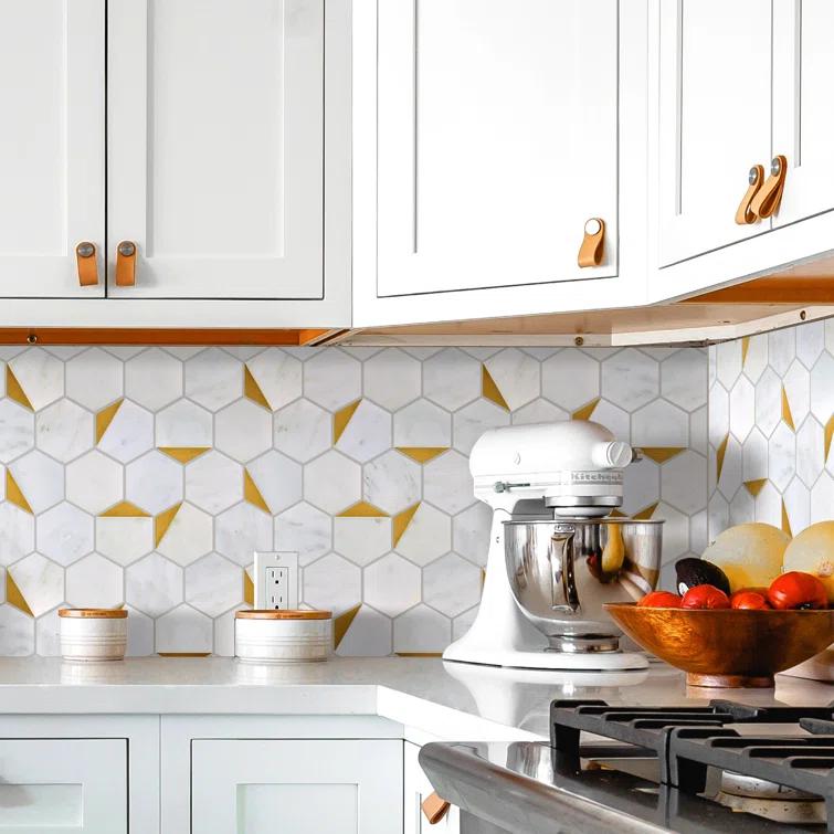 Natural Bianco 3" x 3" Marble Honeycomb Mosaic Wall Tile