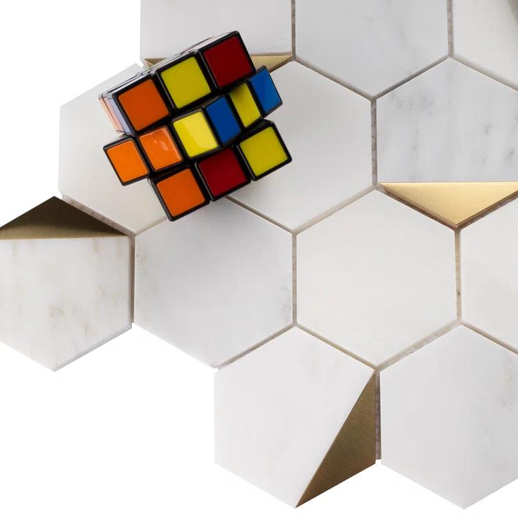 Natural Bianco 3" x 3" Marble Honeycomb Mosaic Wall Tile