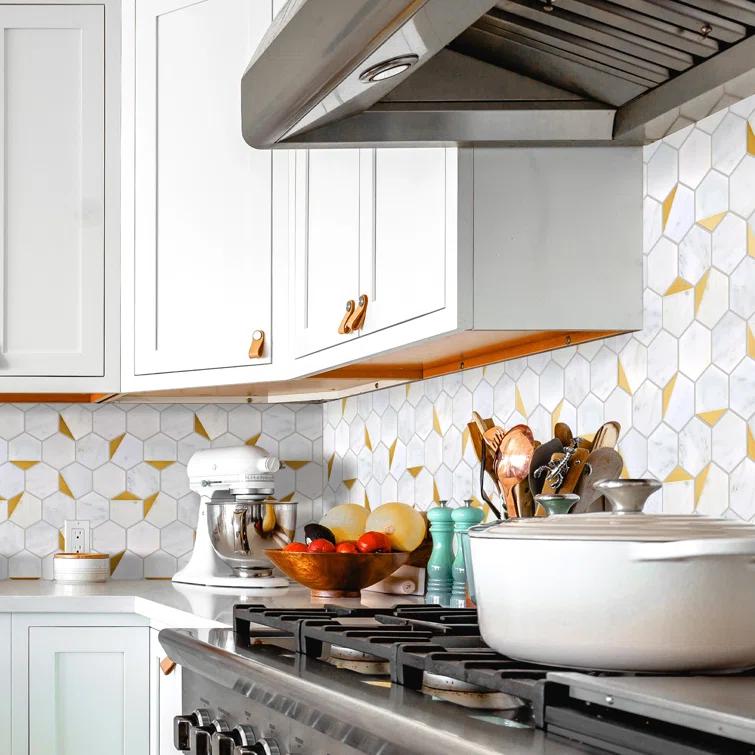 Natural Bianco 3" x 3" Marble Honeycomb Mosaic Wall Tile