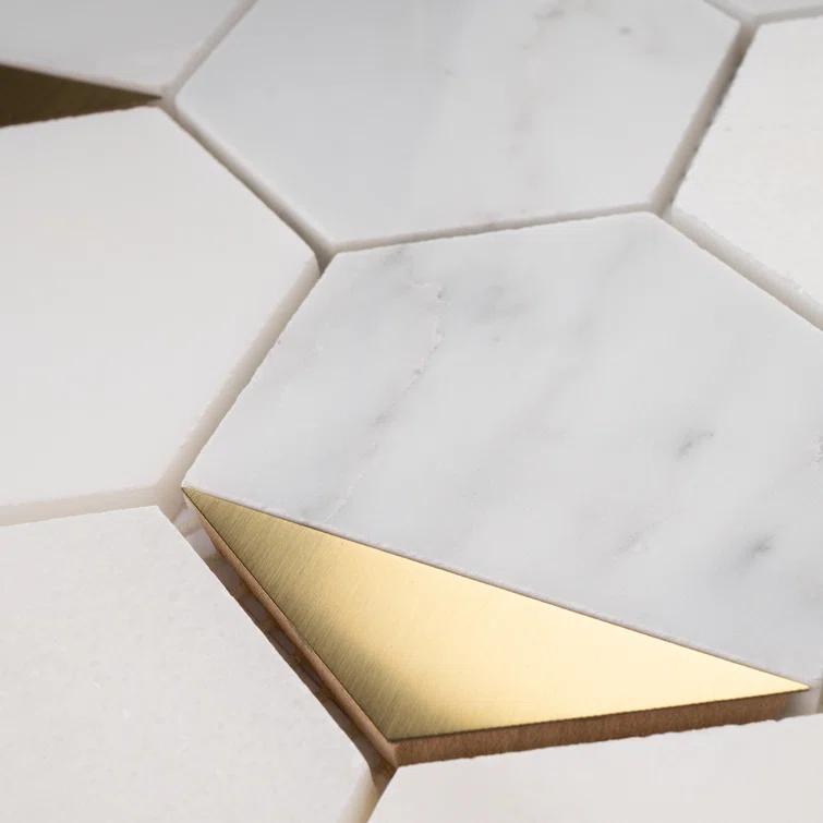 Natural Bianco 3" x 3" Marble Honeycomb Mosaic Wall Tile