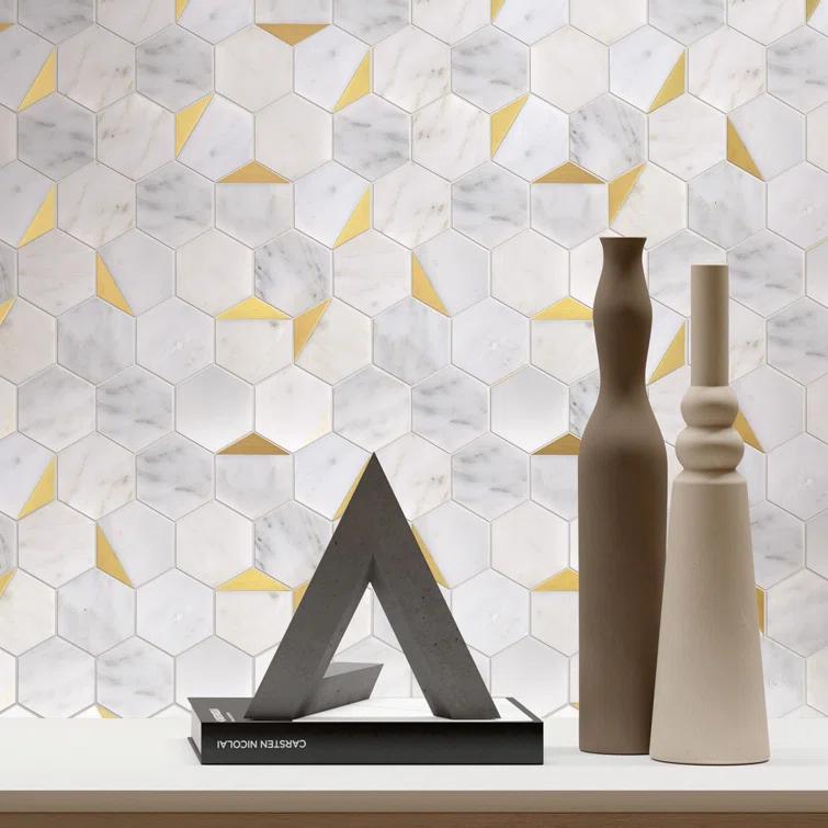 Natural Bianco 3" x 3" Marble Honeycomb Mosaic Wall Tile