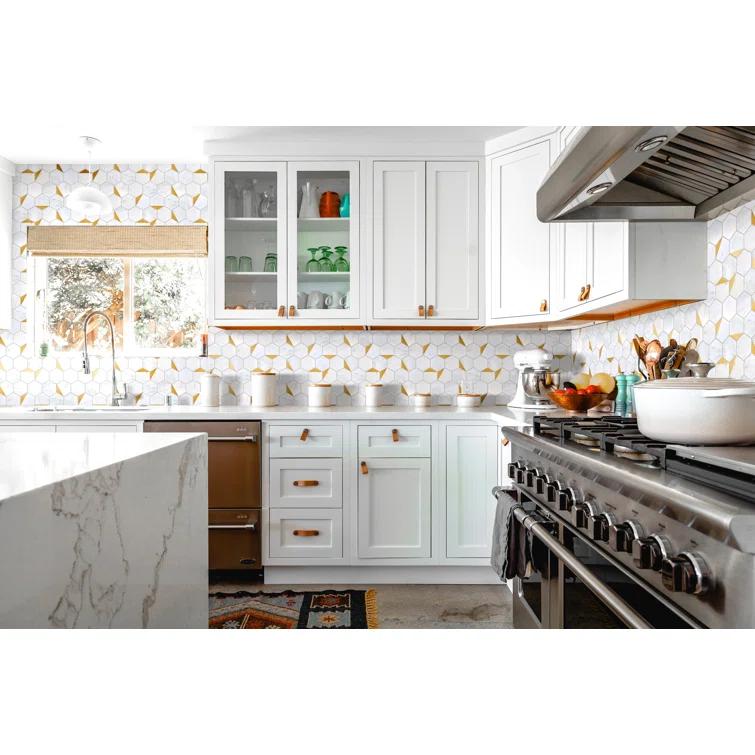 Natural Bianco 3" x 3" Marble Honeycomb Mosaic Wall Tile