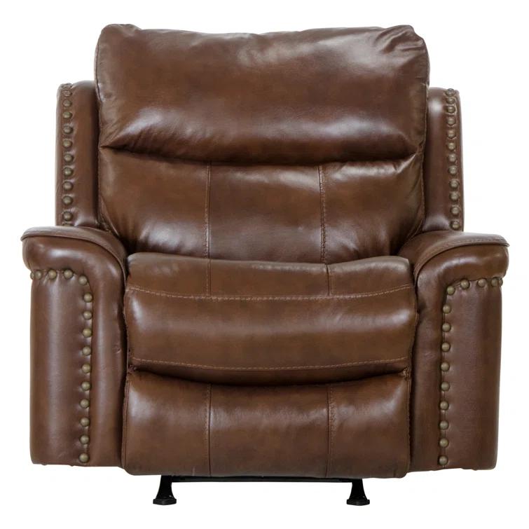 Hildi Top Grain Italian Leather Match Power Recliner with USB Charging Port